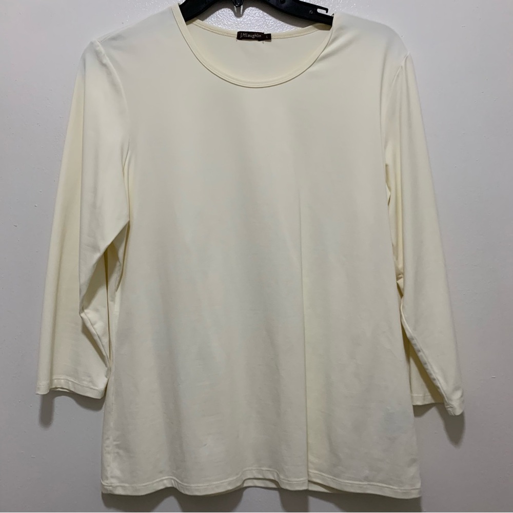 J McLaughlin Cream colored Catalina cloth three-quarter sleeve top size large